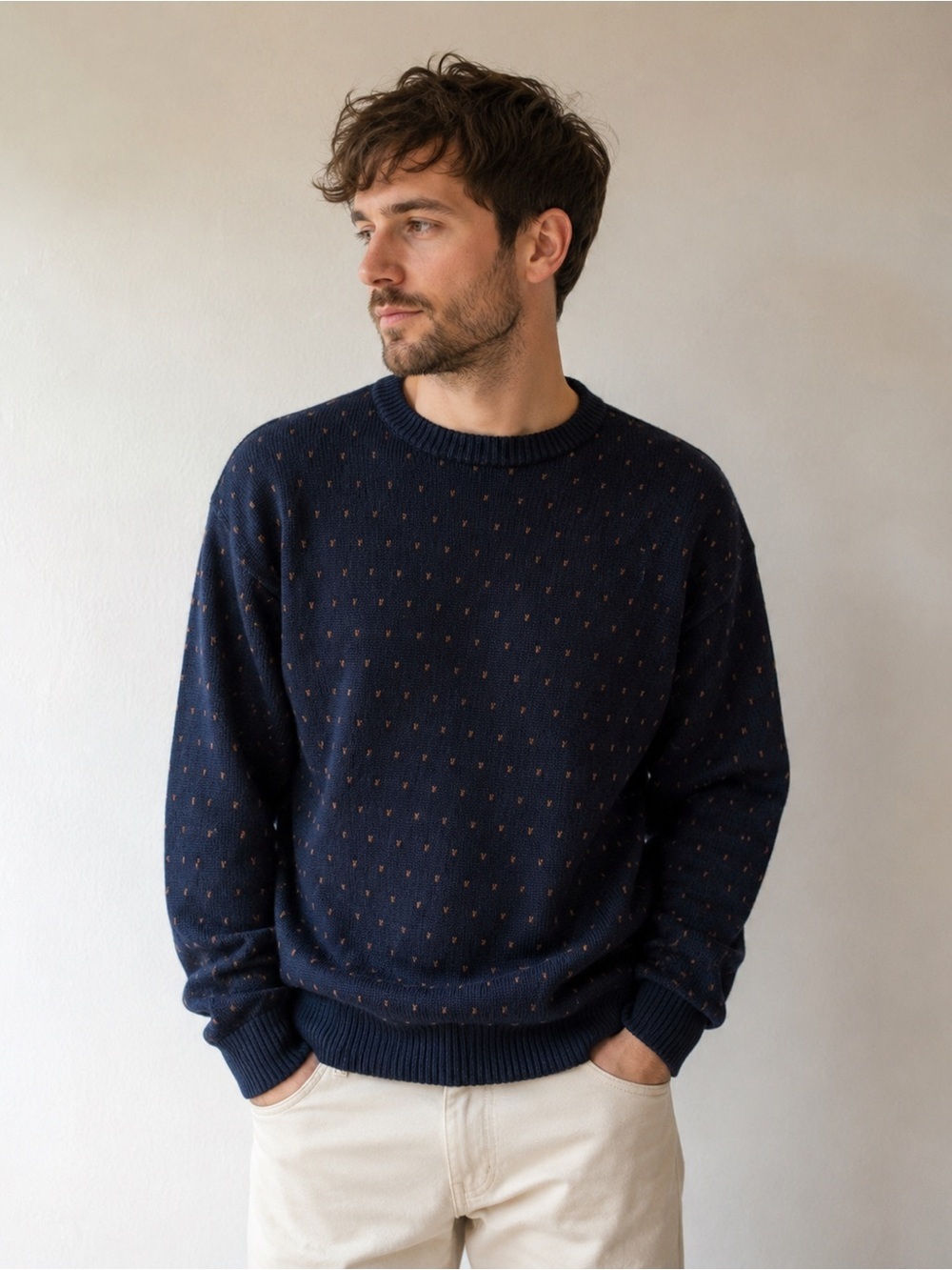 Vintage Crew Neck / Menswear / Speckle Print/ Eclectic‎ Grandpa / cottagecore